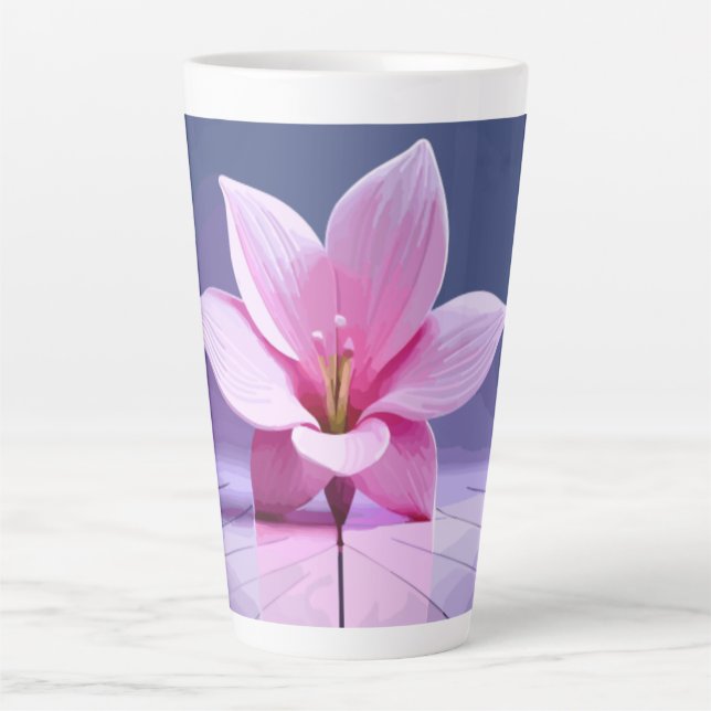Caneca De Café Latte Gladíolos Dimensionais: Masterícula Rosa e Púrpura (Frente)