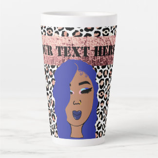 Caneca De Café Latte Glam Girls Sassy Cheetah Impressão Latte
