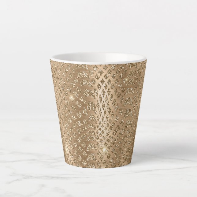 Caneca De Café Latte Glam Glitter Cobra (Frente)