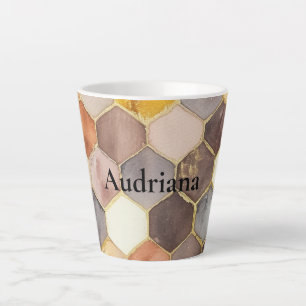 Caneca De Café Latte Glam Honey Comb Blush Champagne Abstrato