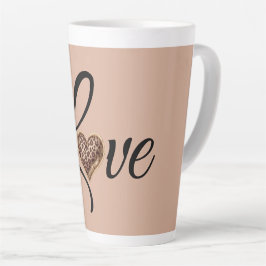 Caneca De Café Latte Glam Leopard Heart Love Design