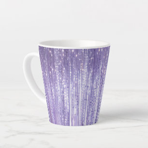 Caneca De Café Latte Glam Purple Lavanda Tinsel Strips Natal