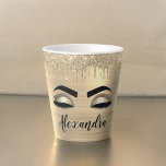 Caneca De Café Latte Glitter Sparkle Eyelashes Dourado Nome do Monogram<br><div class="desc">Folhas Douradas, Folhas Metálicas, Brilhante Metálica, Brutas, Nome Monograma Metálico e Eyelashes Iniciais (Lashes), Extensões Eyelash e Lata Latte de Olhos. Isto faz o doce e perfeito aniversário de 16 anos, casamento, chá de panela, aniversário, chá de fraldas ou presente de festa de solteira para alguém que decorou o seu...</div>
