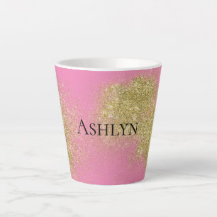 Caneca De Café Latte Glitzy Dourada rosa