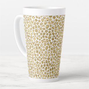 Caneca De Café Latte Glitzy Glam Dourada Glitter Leopardo