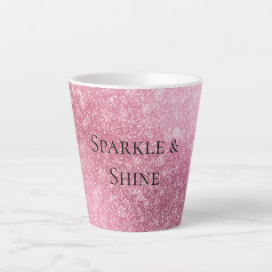 Caneca De Café Latte Glitzy Sparkle Rosa Personalizado