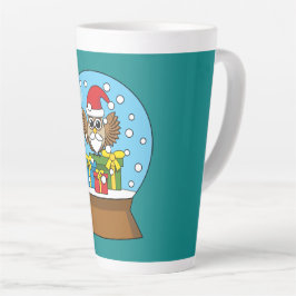 Caneca De Café Latte Globo de Neve com Santa Claus Owl