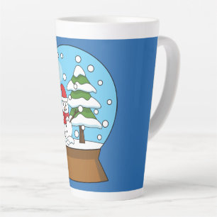 Caneca De Café Latte Globo de Neve com Snowman e Pine Tree