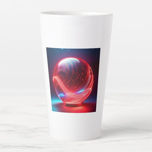 Caneca De Café Latte Globo Vermelho Reflexivo Transparente Com Explosõe (Frente)