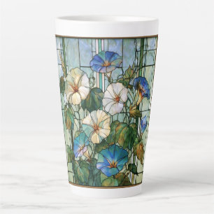 Caneca De Café Latte Glória-da-manhã e flor-da-lua em vitral