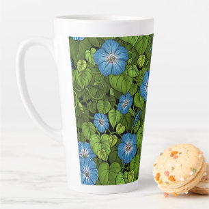 Caneca De Café Latte Glória da manhã em azul e verde