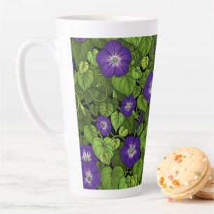 Caneca De Café Latte Glória da manhã em roxo e verde