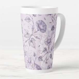 Caneca De Café Latte Glórias-da-manhã Elegantes Florais em Lavanda Poei