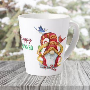 Caneca De Café Latte Gnome de Fita Engraçado com Aves