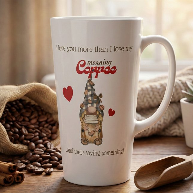 Caneca De Café Latte Gnome Engraçado Dia de os namorados Engraçado Pres (Criador carregado)