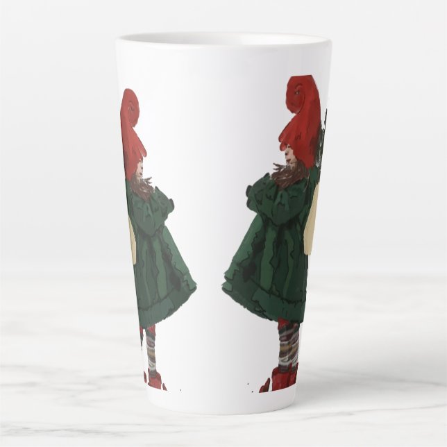 Caneca De Café Latte Gnomo de Natal Whimsso Latte Mug (Frente)