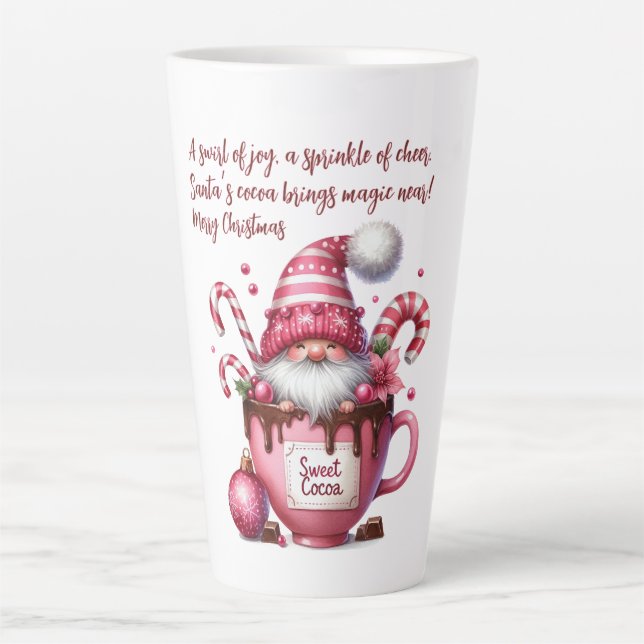 Caneca De Café Latte Gnomo do Papai Noel de Cacau Doce (Frente)