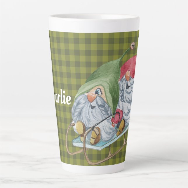 Caneca De Café Latte Gnomos de Brincadeira Personalizados De Café (Frente)