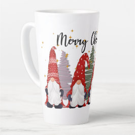 Caneca De Café Latte Gnomos de Natal Festivos Latte Mug
