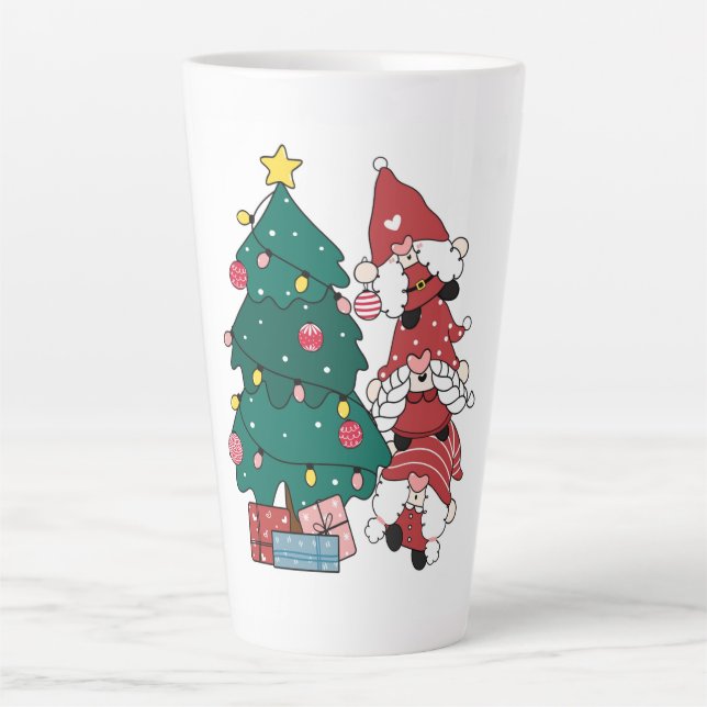 Caneca De Café Latte Gnomos de Natal Latte Mug (Frente)