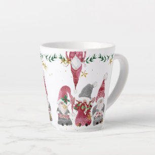 Caneca De Café Latte Gnomos Natal Aquarela Amor Alegria Folhagem de Paz
