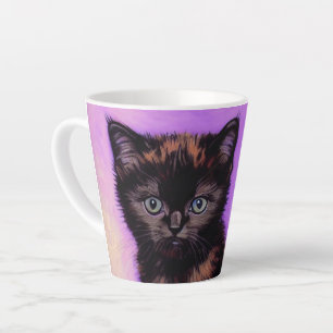Caneca De Café Latte Gogh Style Purple Cat
