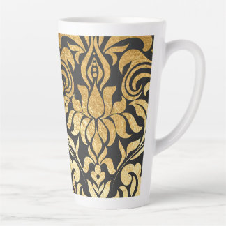 Caneca De Café Latte Gold Damask (matching journal available)