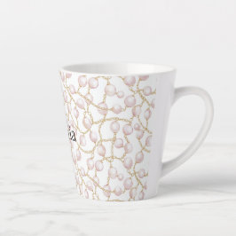 Caneca De Café Latte Gold Pink Glam Pearls