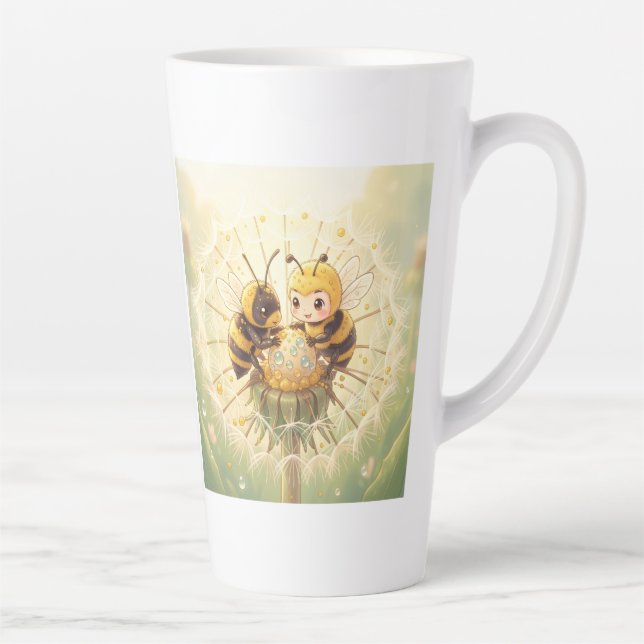 Caneca De Café Latte Golden Bumblebee in Bloom Dance.5 (Direita)