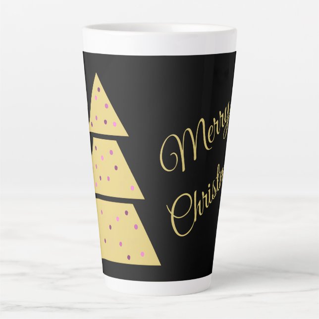 Caneca De Café Latte Golden Christmas Tree Latte Mug (Frente)