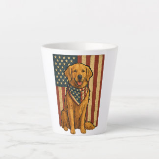 Caneca De Café Latte Golden Retriever Bandeira Americana