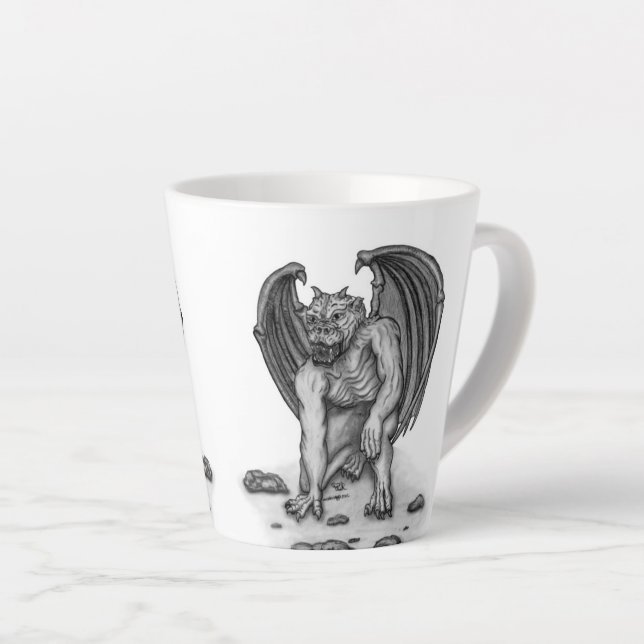 Caneca De Café Latte Golem Gargoyle (Ângulo direito)
