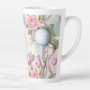 Caneca De Café Latte Golfe com tema rosa para Lady Golfer