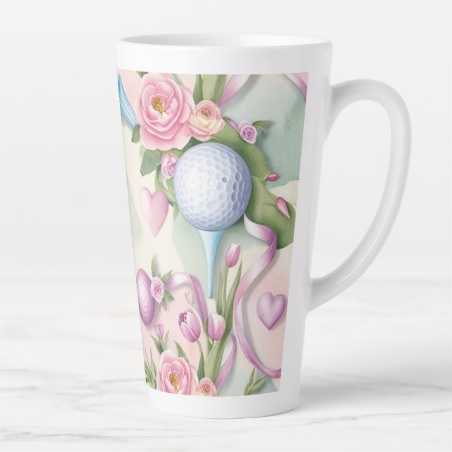 Caneca De Café Latte Golfe com tema rosa para Lady Golfer (Direita)