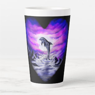 Caneca De Café Latte Golfinho de Lua
