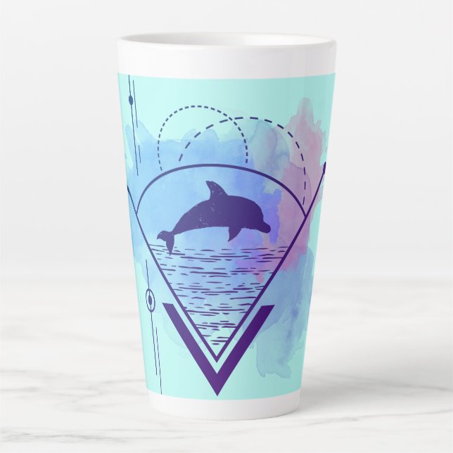 Caneca De Café Latte Golfinho Geométrico Moderno (Frente)