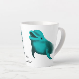 Caneca De Café Latte Golfinho Sortudo - Adicione seu texto