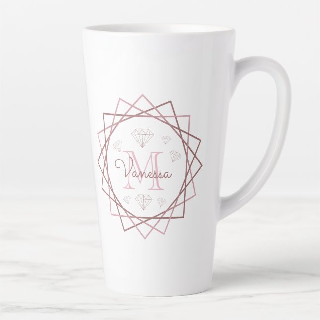 Caneca De Café Latte Gometria Dourada de Rosa bonitão (Direita)