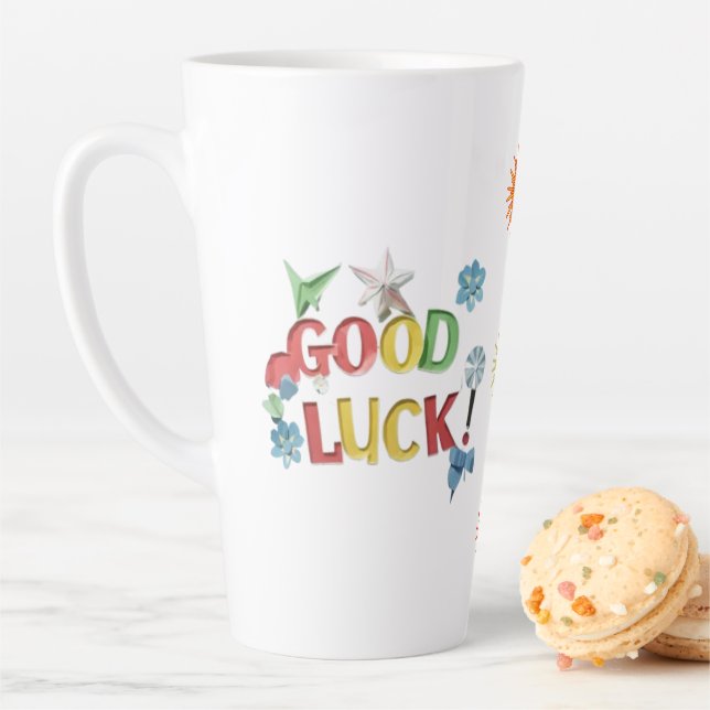 Caneca De Café Latte Good Luck Sunshine Mug Sticker – Bright, Cheerful  (In Situ)