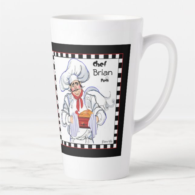 Caneca De Café Latte Gordo Chef Francês Latte Mug Art (Direita)
