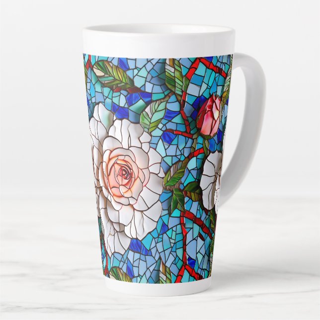 Caneca De Café Latte Gorgeous Mosaic Flowers Standard (Ângulo direito)