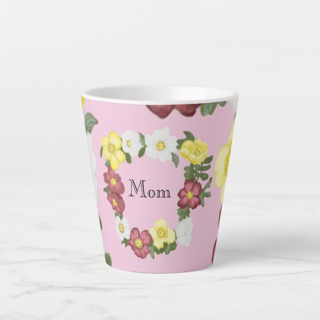 Caneca De Café Latte Gorgeous Wild Rosa editável (Frente)