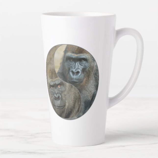 Caneca De Café Latte Gorilla Madre e filho Coffee Mug (Direita)