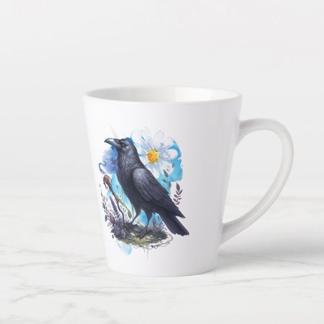 Caneca De Café Latte Goth Raven Coffee Mug Dark Aesthetic  (Direita)