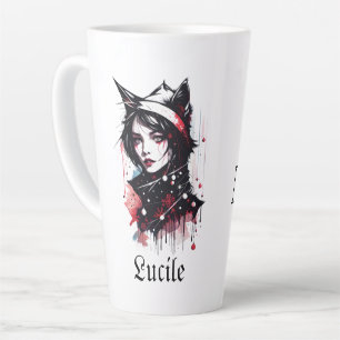 Caneca De Café Latte Gótica peluca para el gato por ella