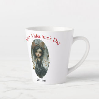 Caneca De Café Latte Gótico de lama com tampa Dourada do coração