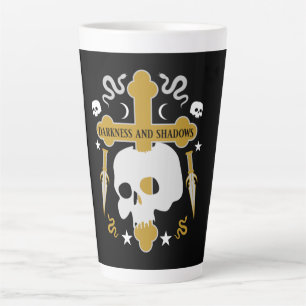 Caneca De Café Latte Góticos Caveira E Enganos Cruzados