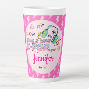 Caneca De Café Latte Gpresente de Garota do Tema Coreano do K-Pop Music