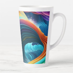 Caneca De Café Latte Graceful Bright Rainbow Waterfall