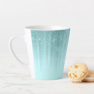 Caneca De Café Latte Gradiente Com Glitter Glitter Verde De Glam Mint